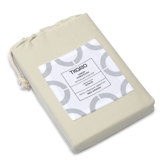 Набор из двух наволочек из сатина серо-бежевого цвета  брашинг-эффектом из коллекции Essential, 70х70 см, Tkano, изображение 8