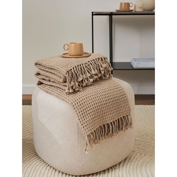 Плед из шерсти бежево-серого цвета из коллекции Essential, 130х180 см, Tkano, изображение 4