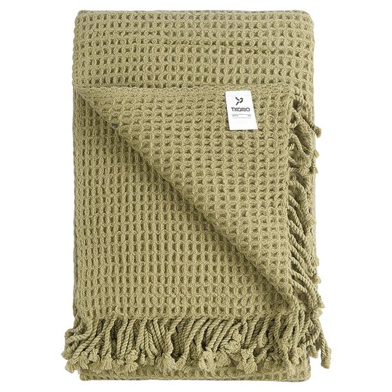 Плед из шерсти травянисто-зеленого цвета из коллекции Essential, 130х180 см, Tkano, изображение 8