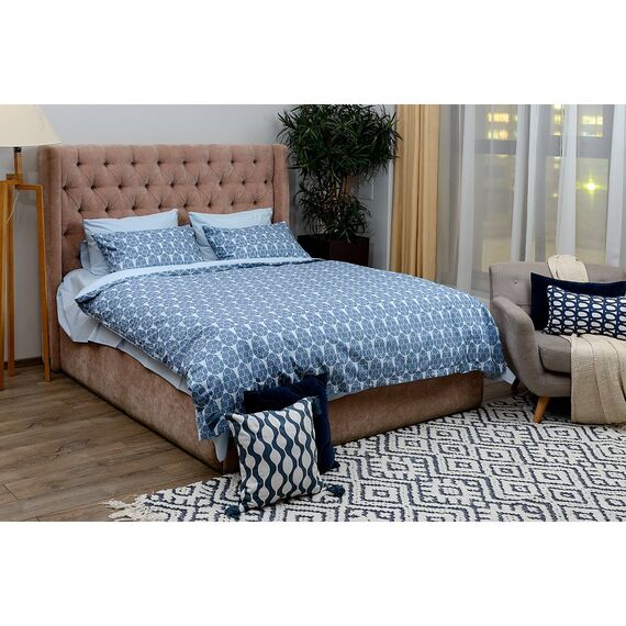 Пододеяльник двухсторонний из перкаля голубой с принтом Хвойное настроение Russian North, 200х200 см, Tkano, изображение 2