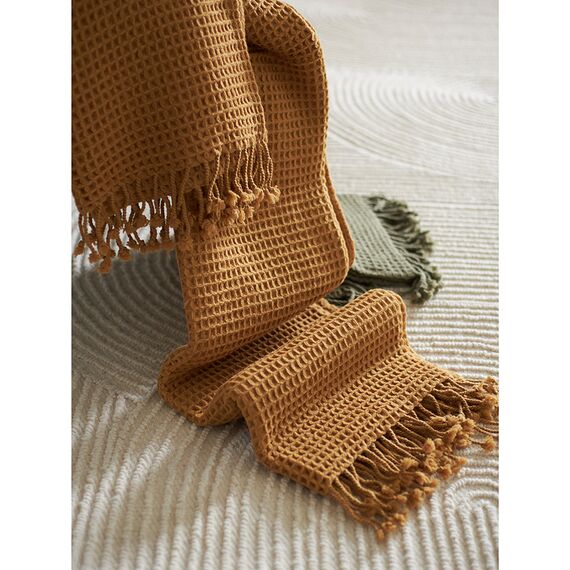 Плед из шерсти цвета охры из коллекции Essential, 130х180 см, Tkano, изображение 7