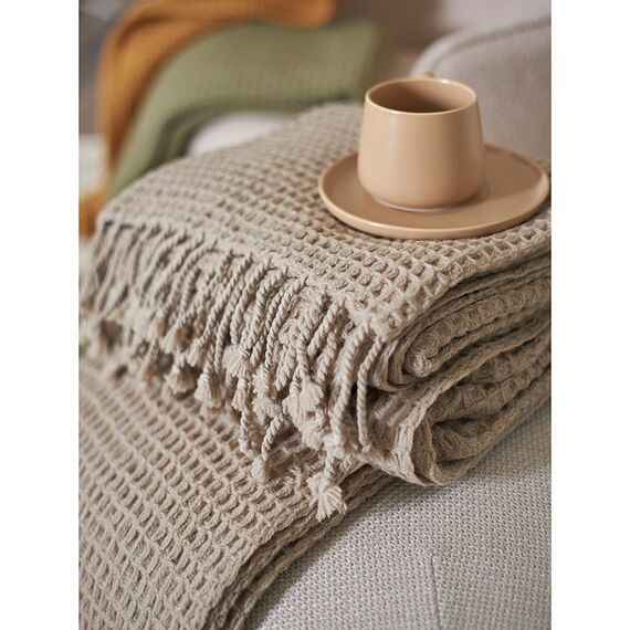 Плед из шерсти бежево-серого цвета из коллекции Essential, 130х180 см, Tkano, изображение 8