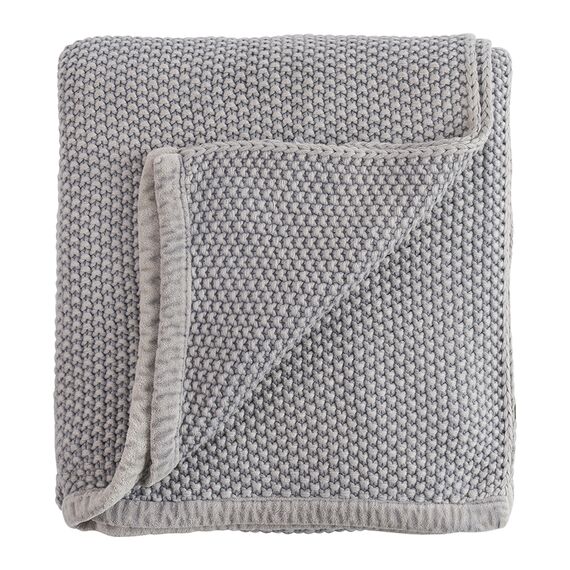 Плед из стираного хлопка серого цвета из коллекции Essential, 130х180 см, изображение 5