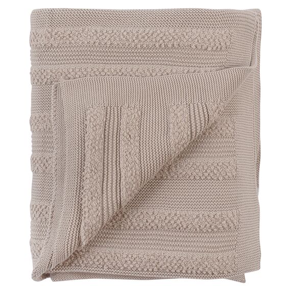 Плед из хлопка с буклированной вязкой светло-серого цвета из коллекции Essential, 130х170 см, изображение 3