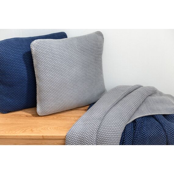 Подушка декоративная из стираного хлопка темно-синего цвета из коллекции Essential, 45х45 см, изображение 7