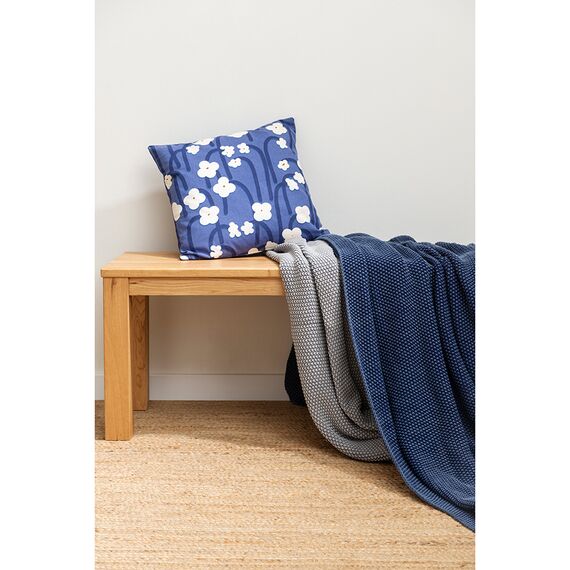 Плед из стираного хлопка темно-синего цвета из коллекции Essential, 130х180 см, изображение 8