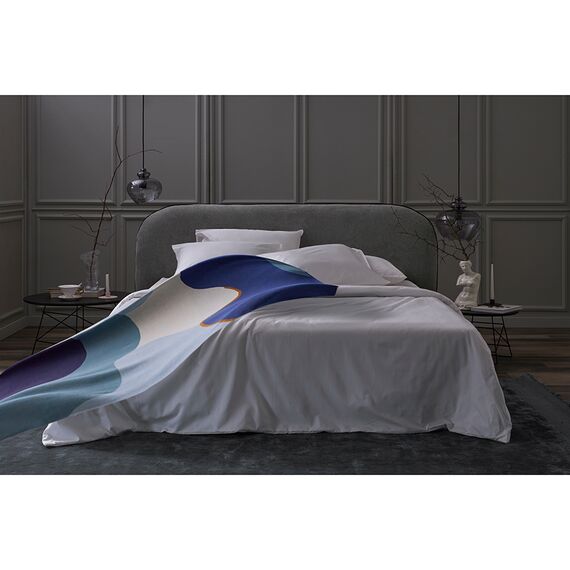 Плед из хлопка с авторским принтом синего цвета из коллекции Freak Fruit, 130х180 см, Tkano, изображение 3