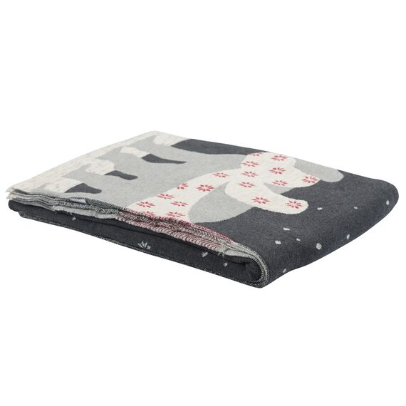 Плед из хлопка с новогодним рисунком Polar bear из коллекции New Year Essential, 130х180 см, изображение 4