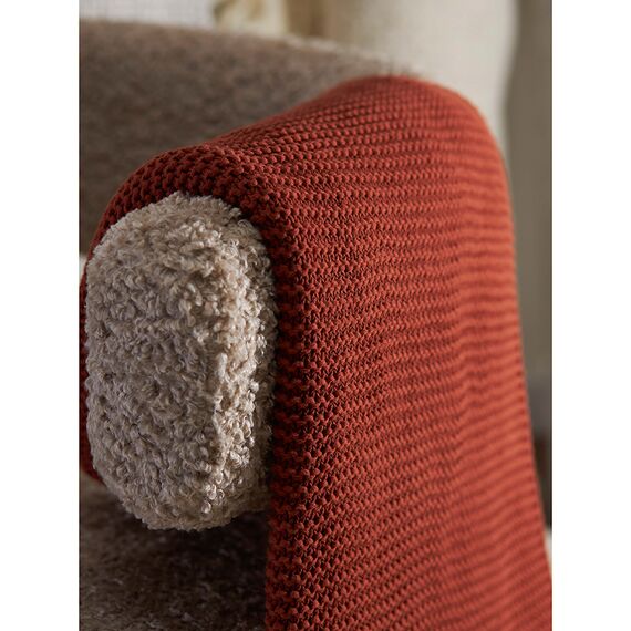 Плед из хлопка жемчужной вязки терракотового цвета из коллекции Essential, 130х180 см, Tkano, изображение 5