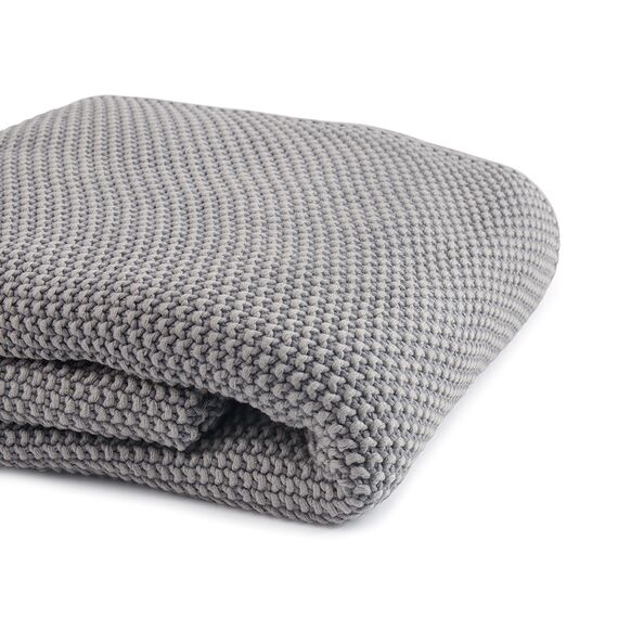 Плед из стираного хлопка серого цвета из коллекции Essential, 130х180 см, изображение 6