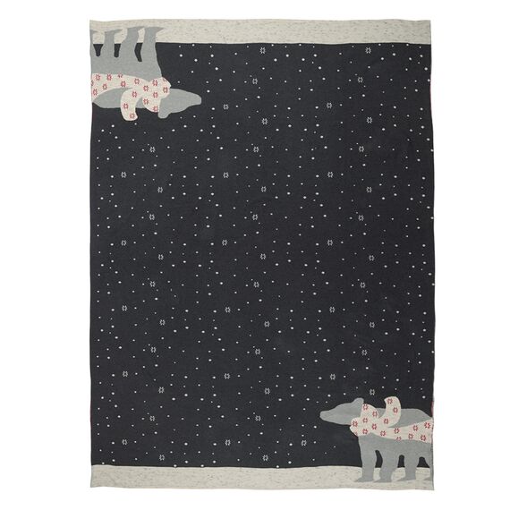 Плед из хлопка с новогодним рисунком Polar bear из коллекции New Year Essential, 130х180 см, изображение 5