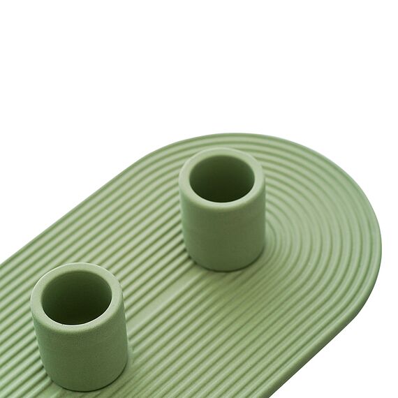 Подсвечник для 3 свечей из каменной керамики оливкового цвета из коллекции Essential, Tkano, изображение 3