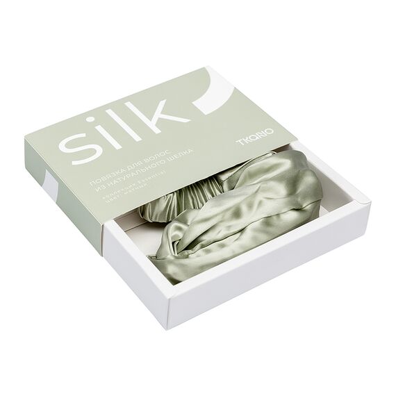 Повязка для волос из натурального шелка мятного цвета из коллекции Essential, Tkano, изображение 4