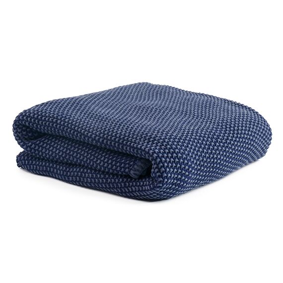 Плед из стираного хлопка темно-синего цвета из коллекции Essential, 130х180 см, изображение 4