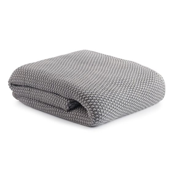 Плед из стираного хлопка серого цвета из коллекции Essential, 130х180 см, изображение 4