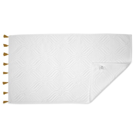 Полотенце для рук белое, с кисточками цвета карри из коллекции Essential, 50х90 см, Tkano, изображение 6