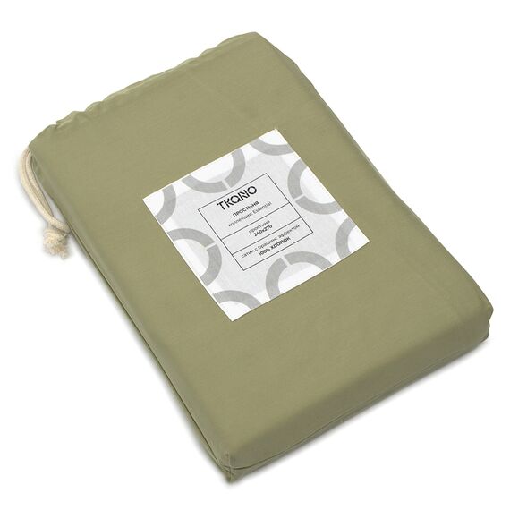 Простыня из сатина цвета шалфея с брашинг-эффектом из коллекции Essential, 240х270 см, Tkano, изображение 9