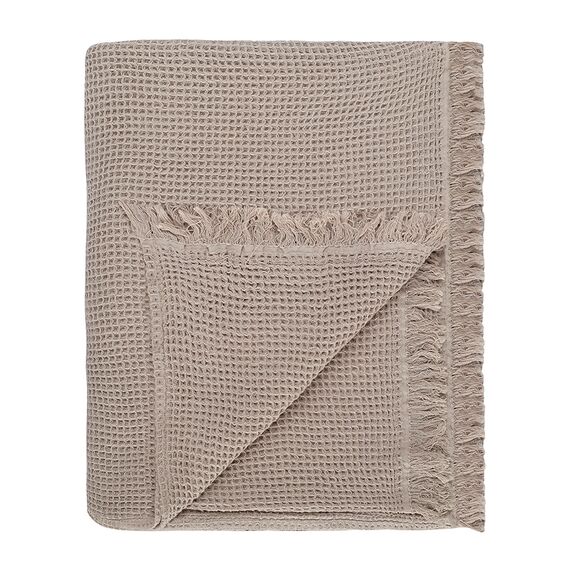Покрывало вафельное из хлопка серо-бежевого цвета из коллекции Essential, 230х250 см, Tkano, изображение 9