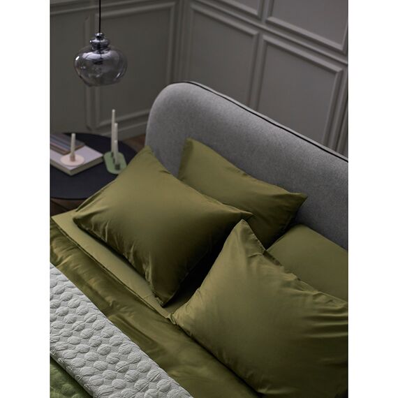 Простыня из премиального сатина оливкового цвета из коллекции Essential, 180х270 см, Tkano, изображение 5