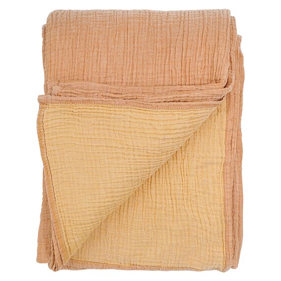 Покрывало двухстороннее из многослойного муслина цвета охры из коллекции Essential, 180х250 см, Tkano, изображение 6
