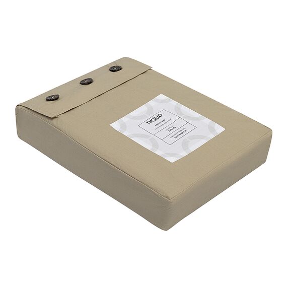 Простыня из стираного перкаля бежево-серого цвета из коллекции Essential, 240х270 см, Tkano, изображение 8