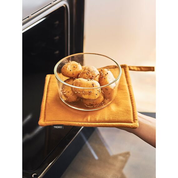 Прихватка из хлопка цвета карри из коллекции Essential, 22х22 см, Tkano, изображение 4