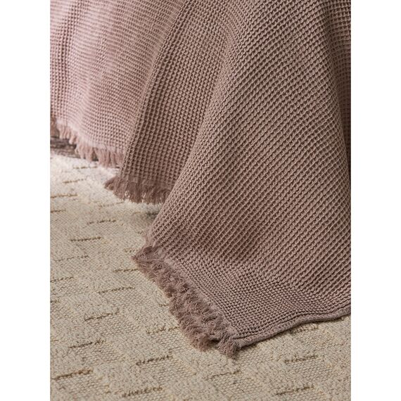 Покрывало вафельное из хлопка серо-бежевого цвета из коллекции Essential, 230х250 см, Tkano, изображение 4