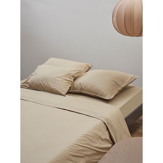 Простыня из стираного перкаля бежево-серого цвета из коллекции Essential, 240х270 см, Tkano, изображение 5