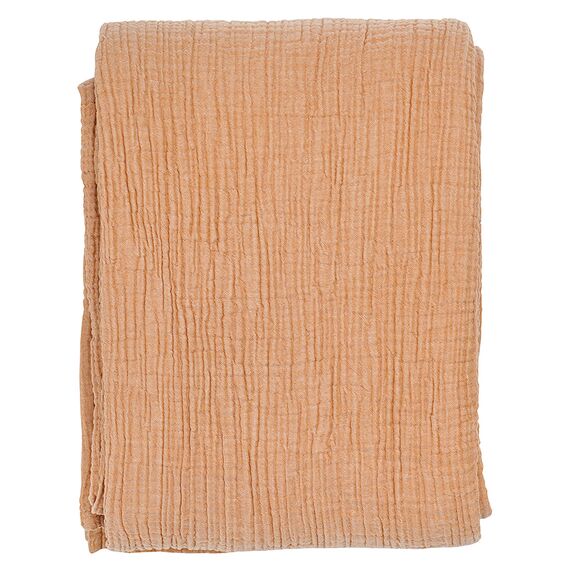 Покрывало двухстороннее из многослойного муслина цвета охры из коллекции Essential, 180х250 см, Tkano, изображение 5