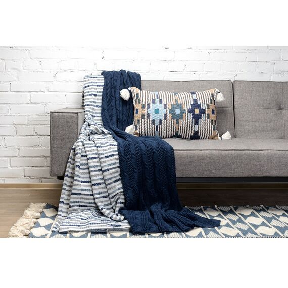 Покрывало из хлопка в полоску из коллекции Ethnic, 180х250 см, изображение 2