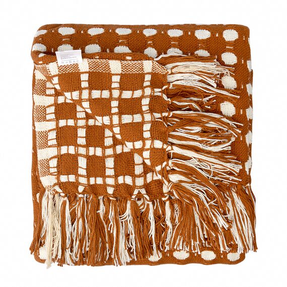 Покрывало из хлопка Polka dots карамельного цвета из коллекции Essential, 230х250 см, Tkano, изображение 8