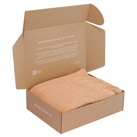 Покрывало двухстороннее из многослойного муслина цвета охры из коллекции Essential, 230x250 см, Tkano, изображение 9