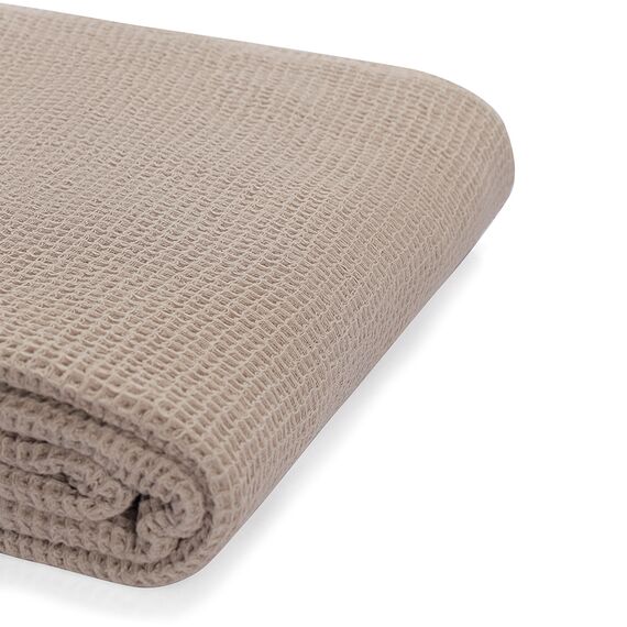Покрывало вафельное из хлопка серо-бежевого цвета из коллекции Essential, 230х250 см, Tkano, изображение 10