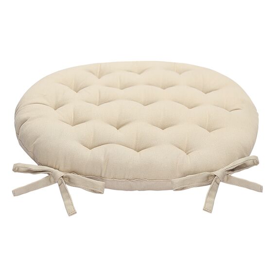 Подушка на стул круглая из хлопка бежевого цвета из коллекции Essential, 35 см, Tkano, изображение 9