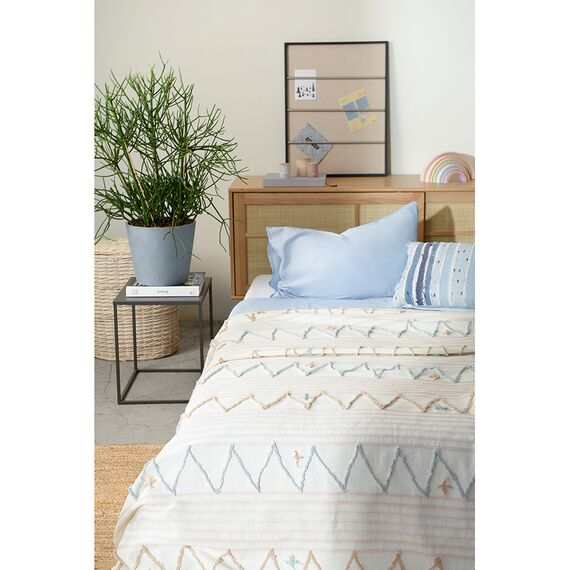 Покрывало из хлопка с бахромой голубого цвета из коллекции Ethnic, 230х250 см, изображение 4