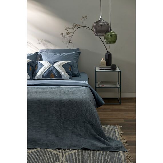 Покрывало двухстороннее из многослойного муслина джинсово-синего цвета из коллекции Essential, 180х250 см, Tkano, изображение 6