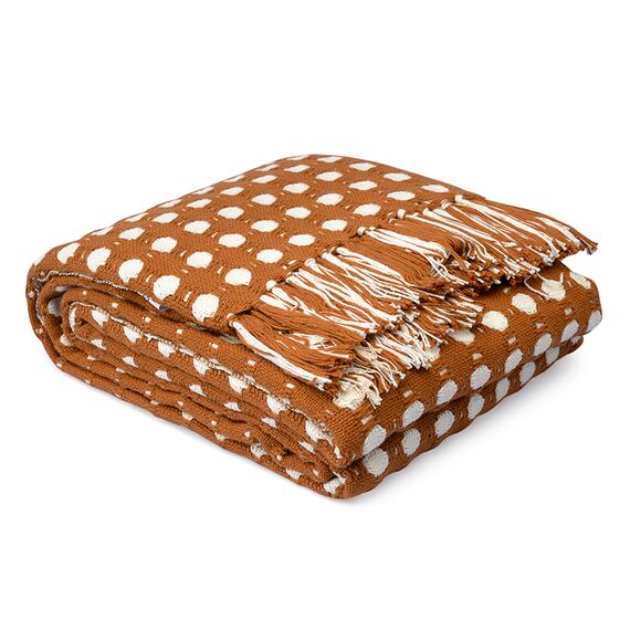 Покрывало из хлопка Polka dots карамельного цвета из коллекции Essential, 180х250 см, Tkano
