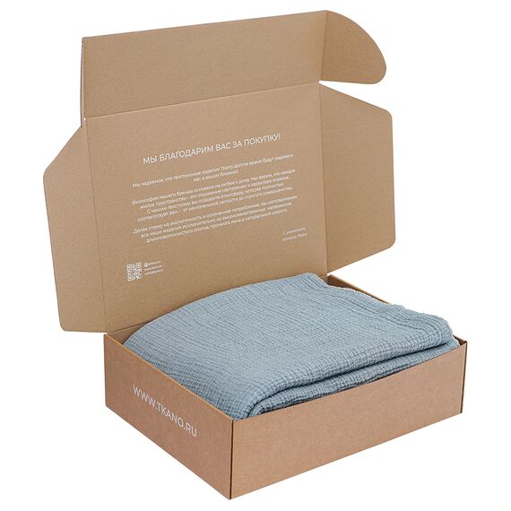 Покрывало двухстороннее из многослойного муслина джинсово-синего цвета из коллекции Essential, 180х250 см, Tkano, изображение 13