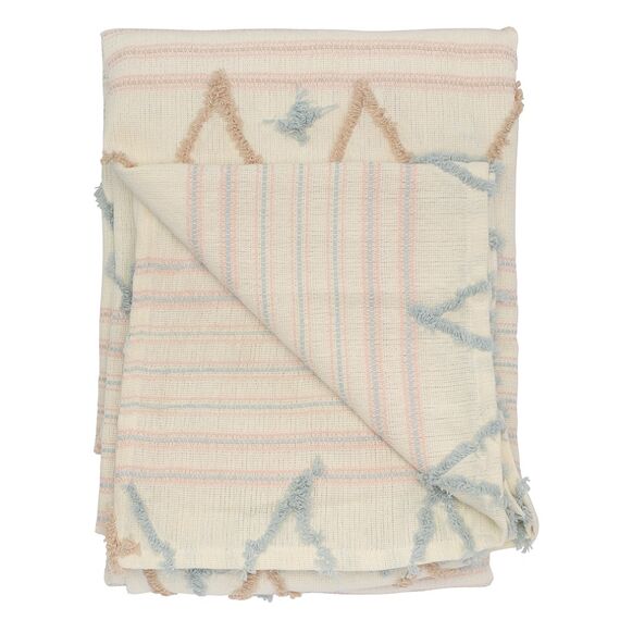 Покрывало из хлопка с бахромой голубого цвета из коллекции Ethnic, 180х250 см, изображение 6