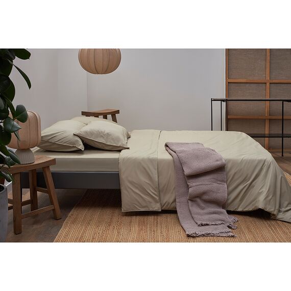 Простыня из стираного перкаля бежево-серого цвета из коллекции Essential, 240х270 см, Tkano, изображение 4