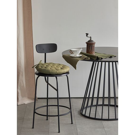 Подушка на стул круглая из хлопка оливкового цвета из коллекции Essential, 35 см, Tkano, изображение 8