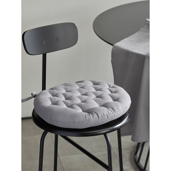 Подушка на стул круглая из хлопка серого цвета из коллекции Essential, 35 см, Tkano, изображение 5