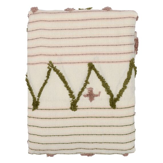 Покрывало из хлопка с бахромой оливкового цвета из коллекции Ethnic, 180х250 см, изображение 2