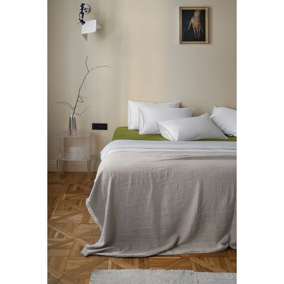 Простыня на резинке из сатина из коллекции Meditation, olive, 180х200х30 см, Tkano, изображение 5