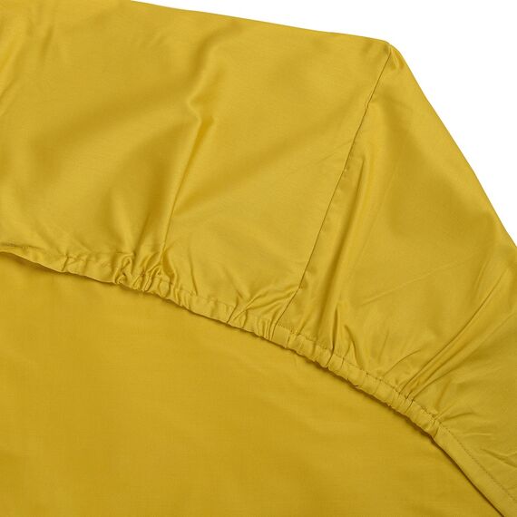 Простыня на резинке из сатина горчичного цвета из коллекции Essential, 200х200 см, изображение 2
