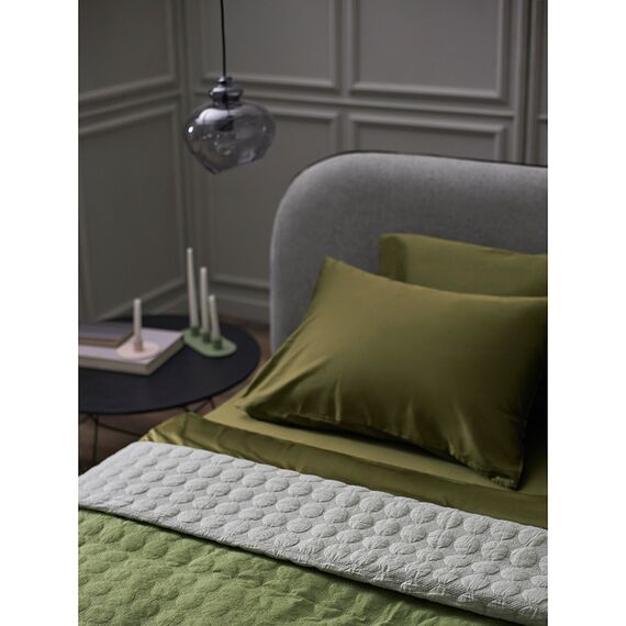 Простыня на резинке из премиального сатина оливкового цвета из коллекции Essential, 160х200х30 см, Tkano, изображение 4