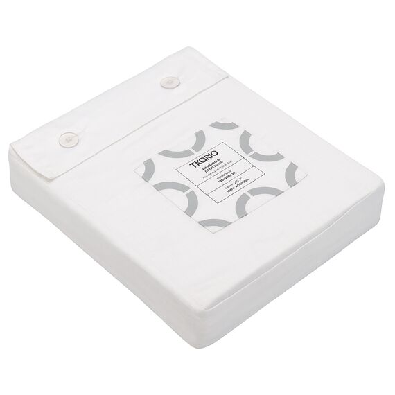 Простыня на резинке из сатина белого цвета из коллекции Essential, 180х200х30 см, изображение 5