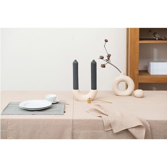 Салфетка под приборы из стираного льна серого цвета из коллекции Essential, 35х45 см, изображение 5