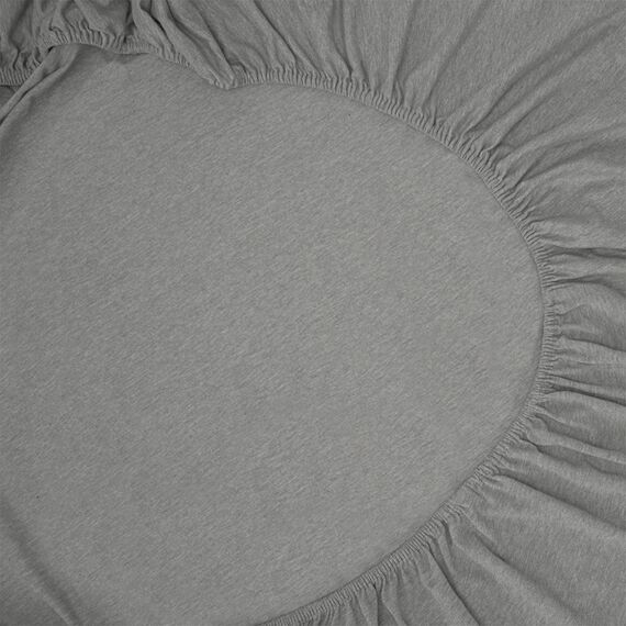 Простыня на резинке из хлопкового трикотажа серого цвета из коллекции Essential, 160х200х30 см, Tkano, изображение 9