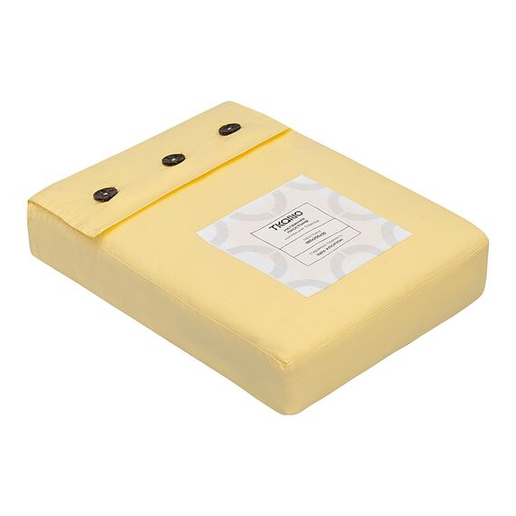 Простыня на резинке из стираного перкаля светло-желтого цвета из коллекции Essential, 180х200х30 см, Tkano, изображение 10